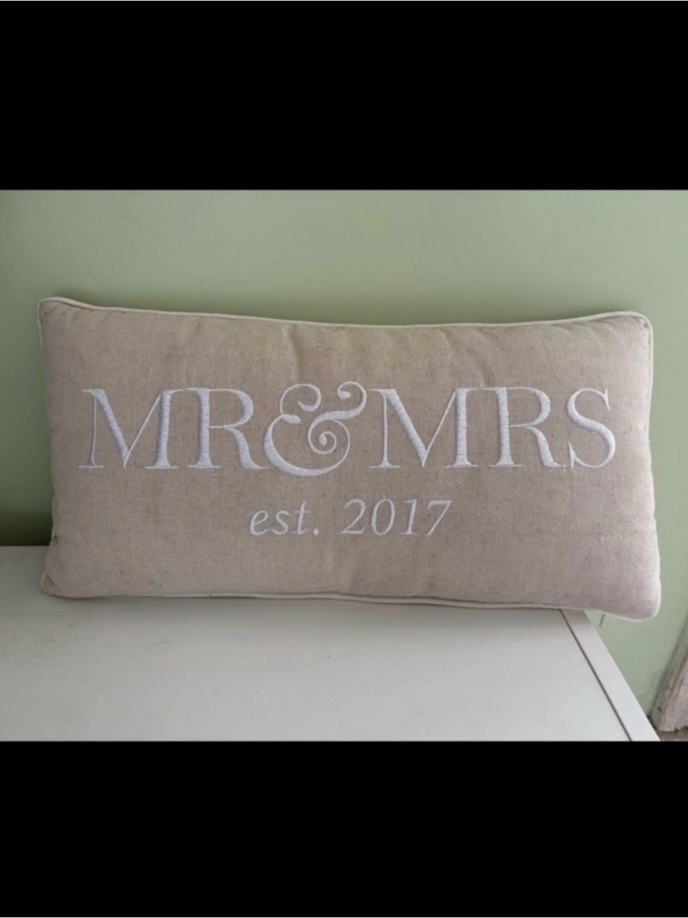 Neutral Beige "MR & MRS" Throw Pillow - Personalized Home Accent